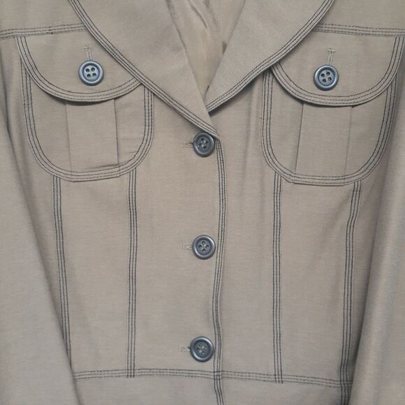 Maggy London Brown Tan Button Up Blazer Women's Size 12 - Picture 2 of 8